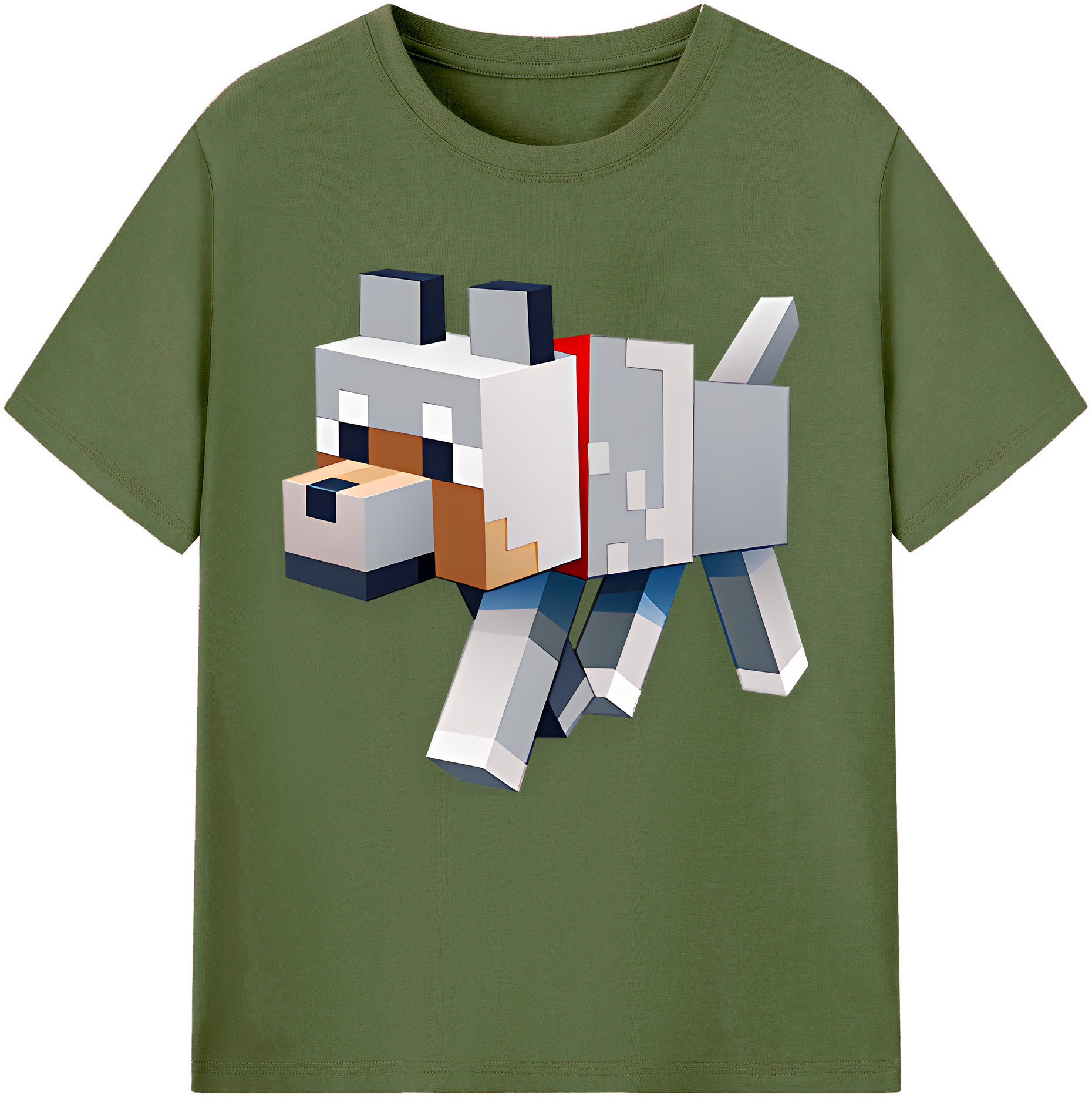 （画像用） マインクラフト ブロックの世界 Minecraft MC Block world 綿100％半袖Tシャツ（フロントプリント）